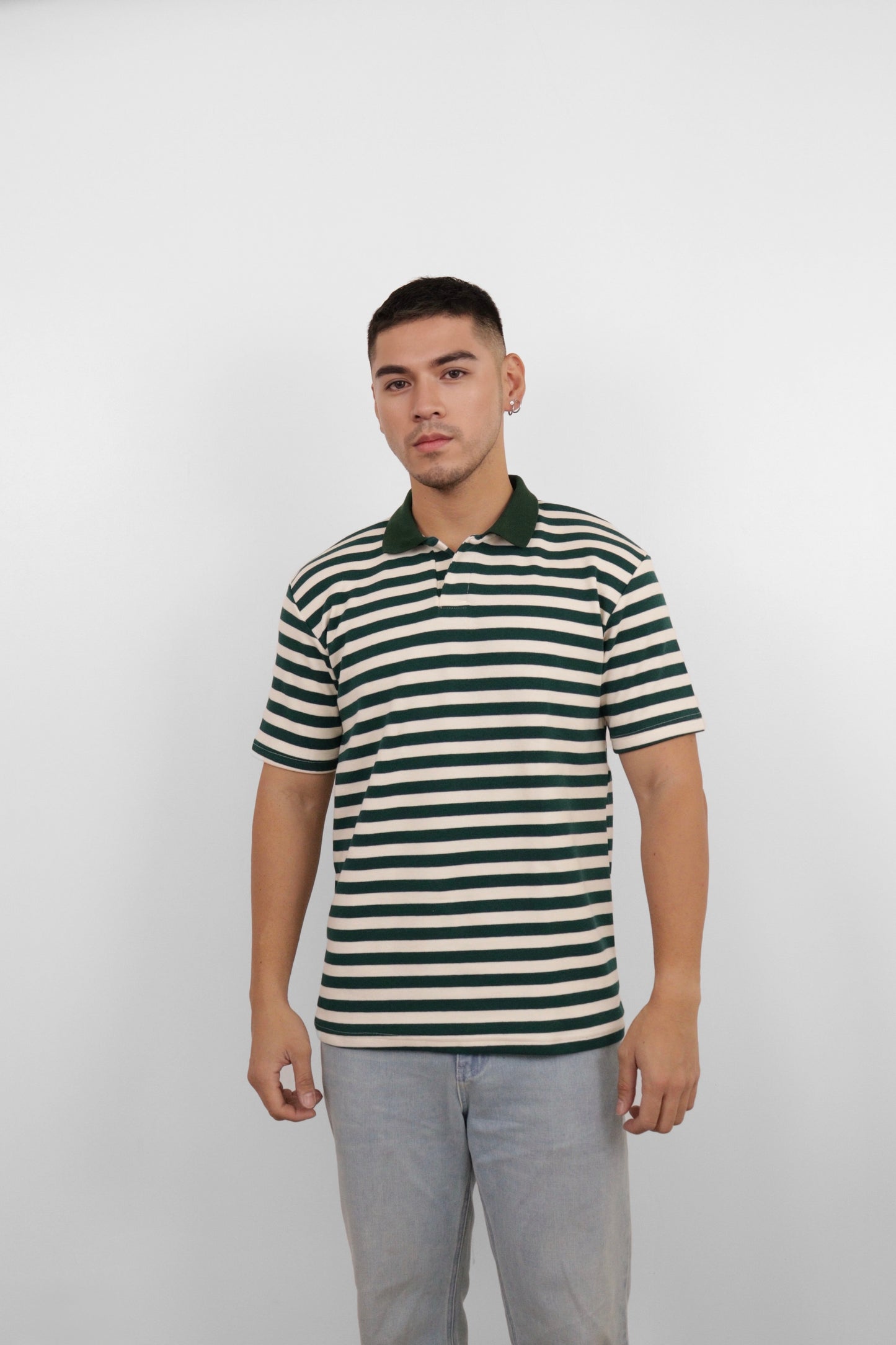 Green Striped Polo