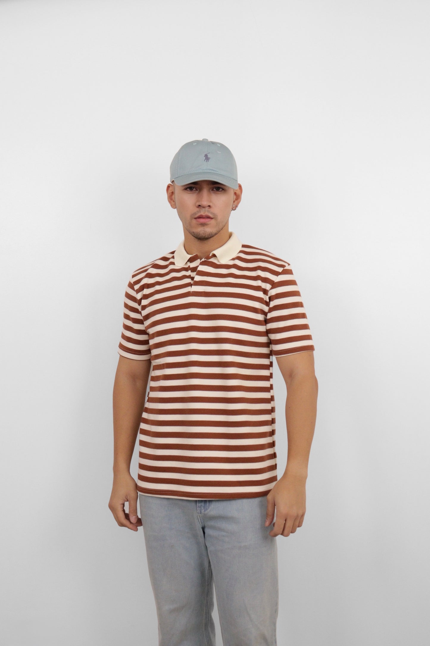 Brown Striped Polo