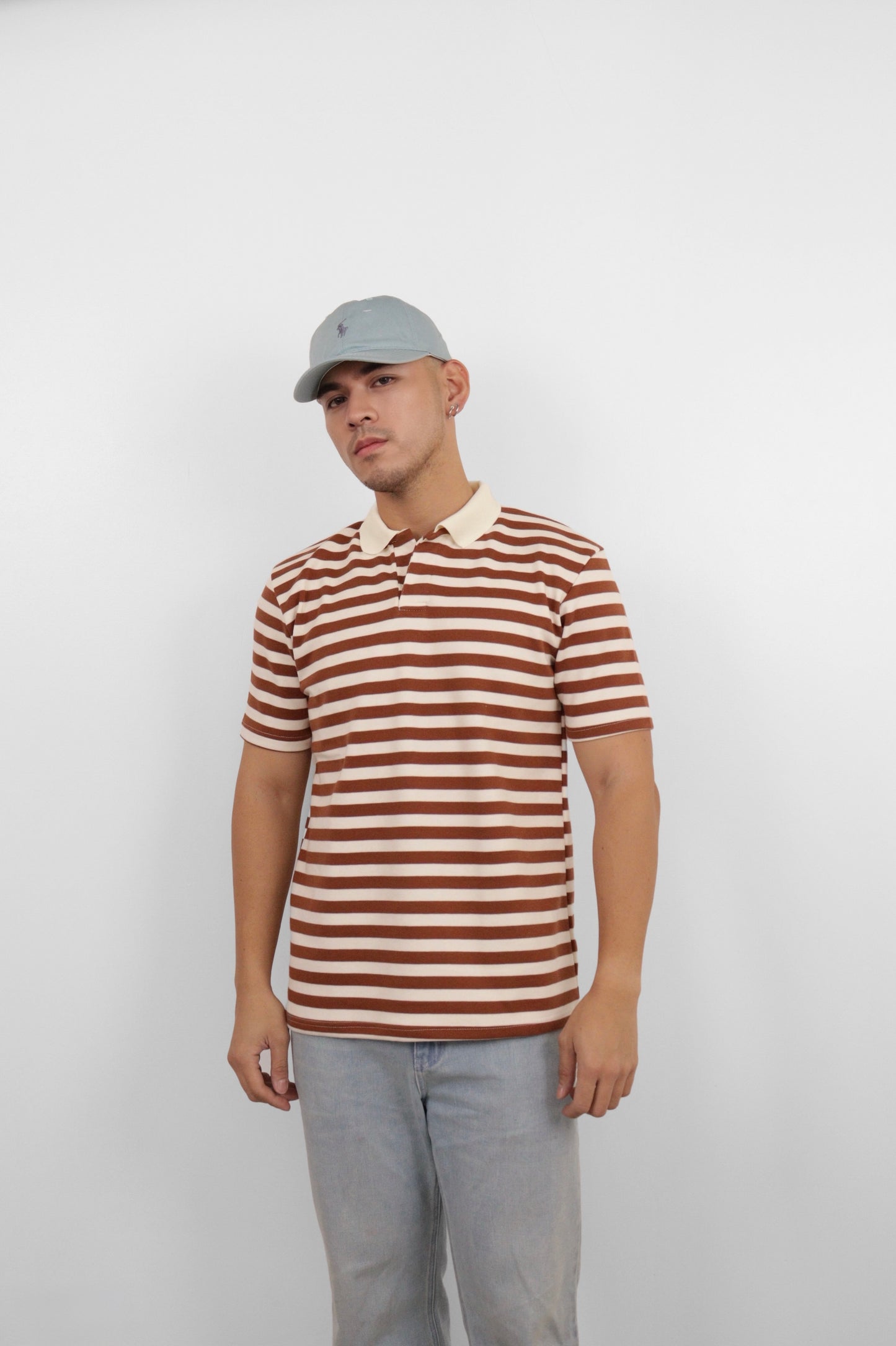 Brown Striped Polo