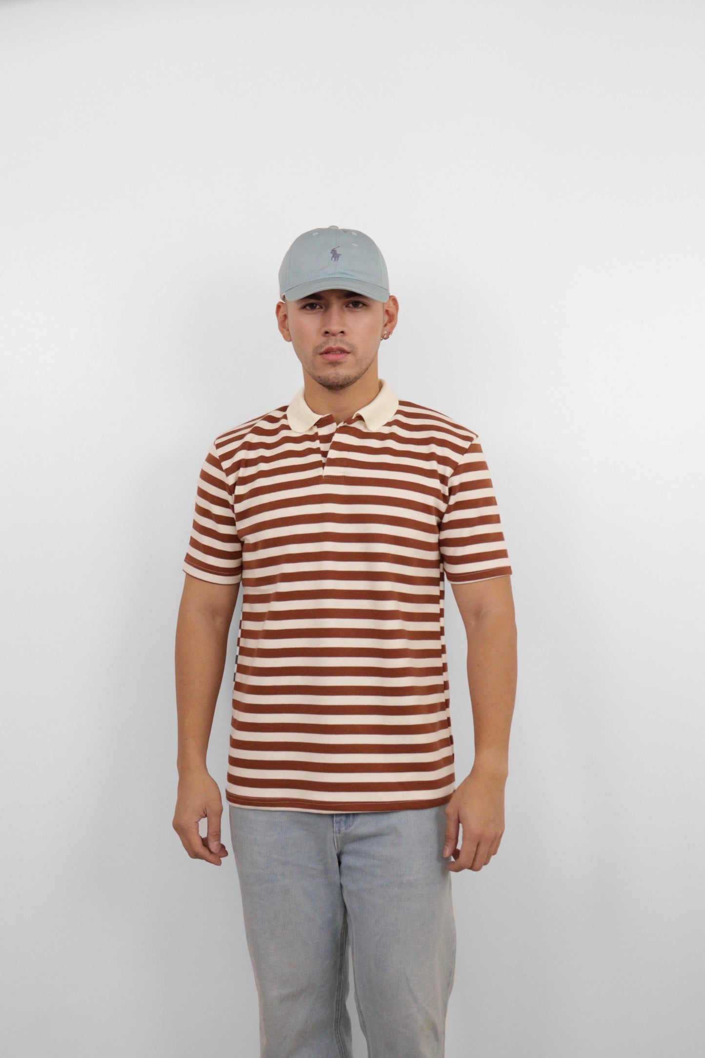 Brown Striped Polo