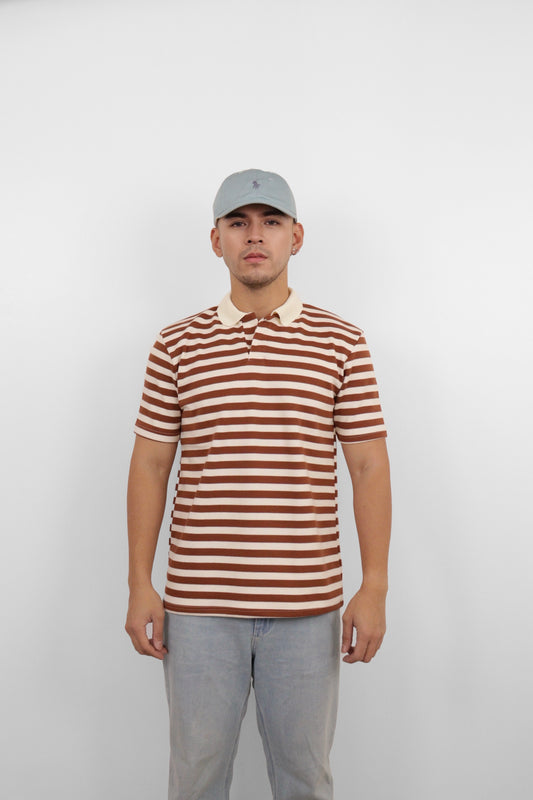 Brown Striped Polo