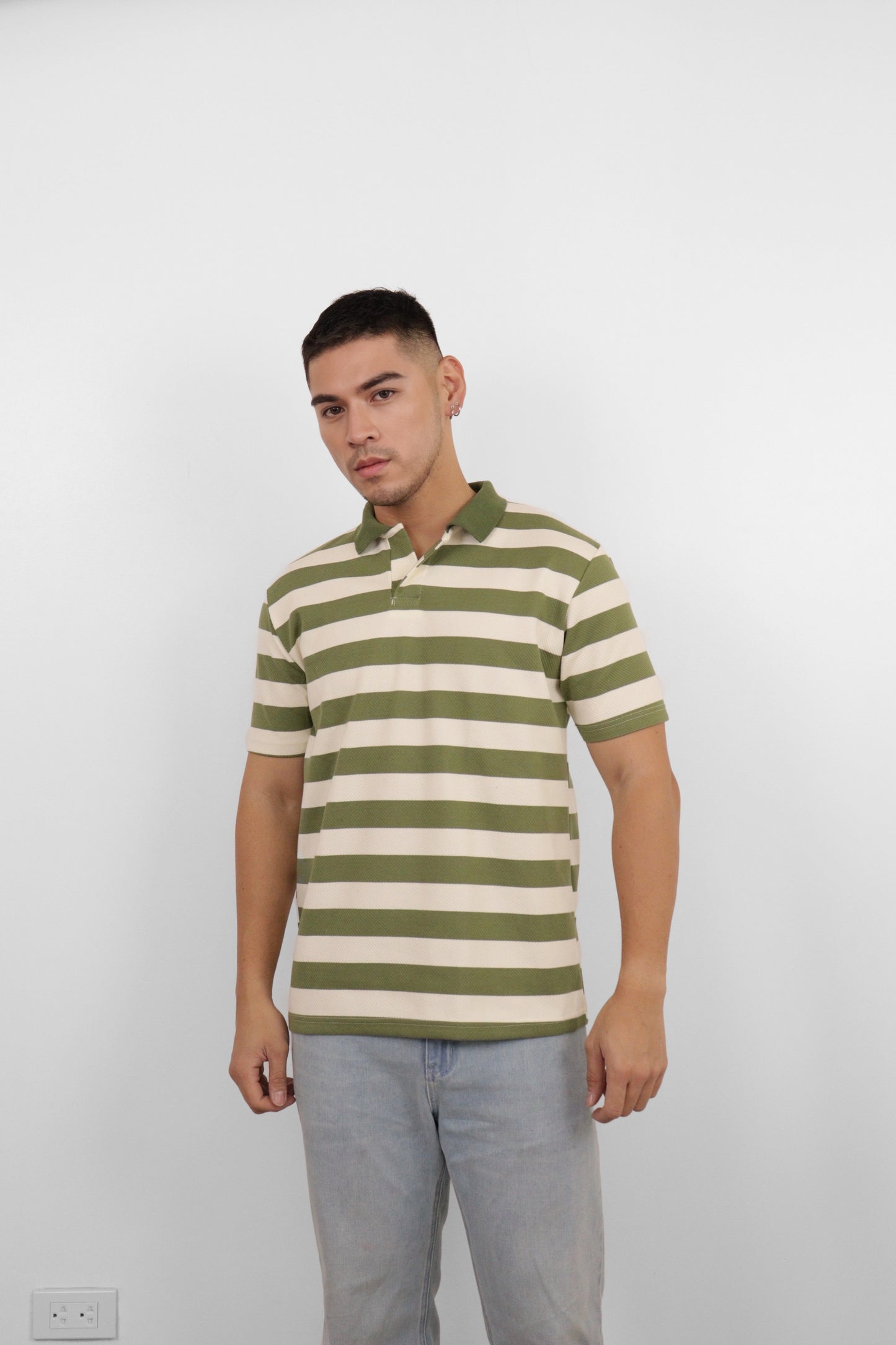 Olive Wide Stripe Polo