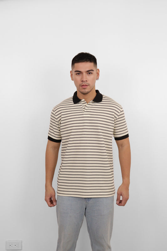 Black Pinstripe Polo Shirt