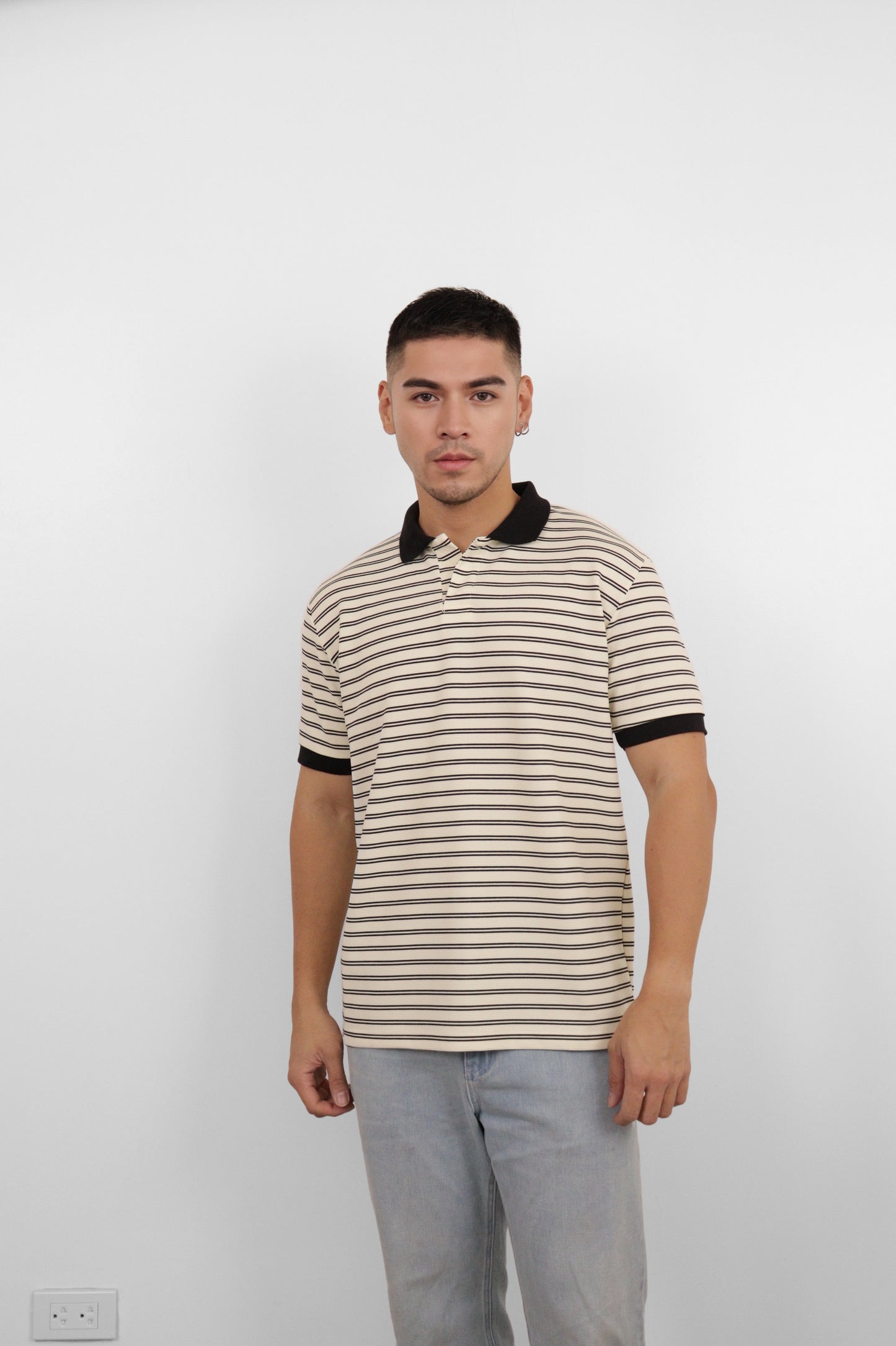 Black Pinstripe Polo Shirt