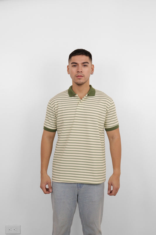 Olive Pinstripe Polo