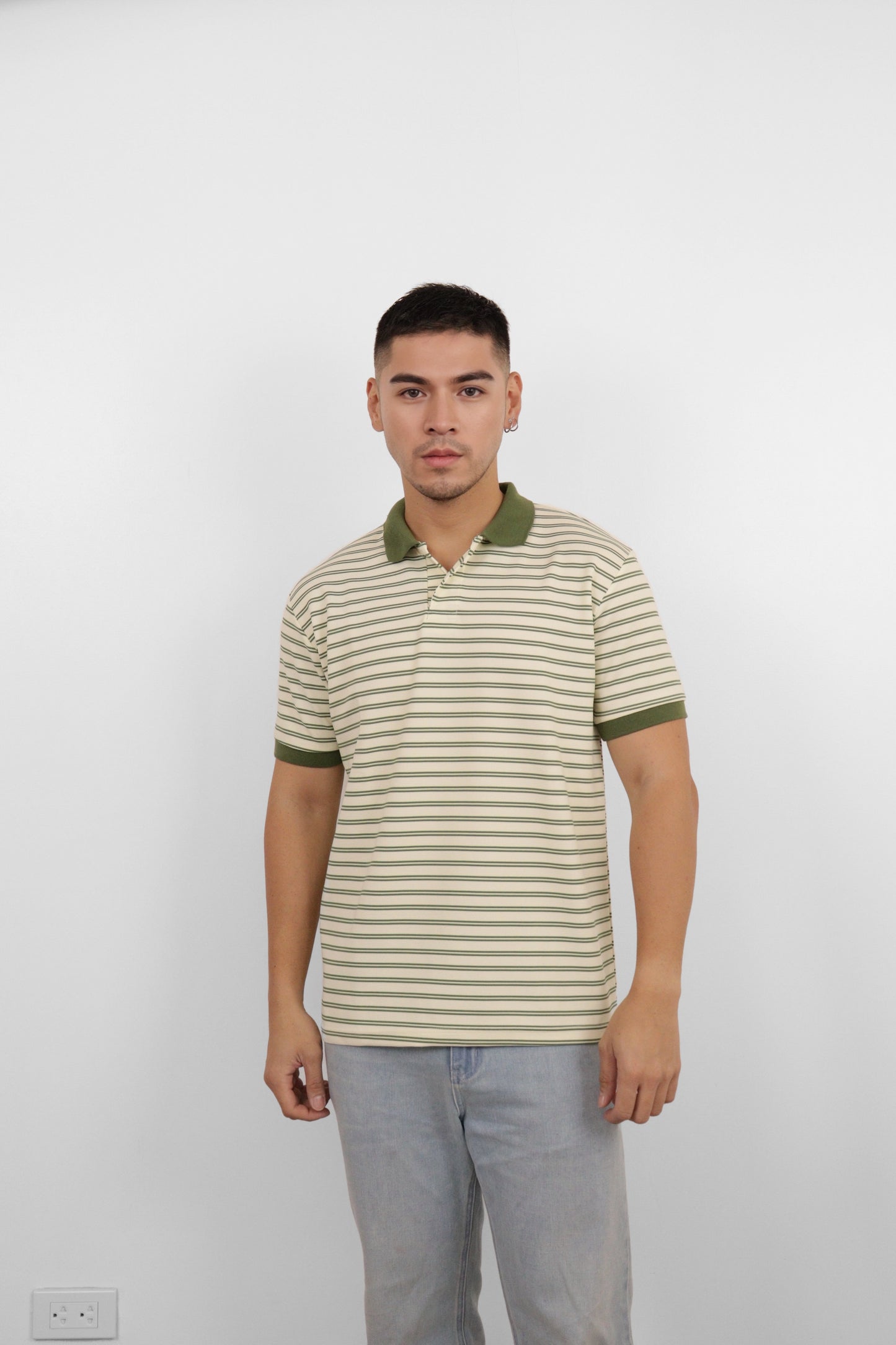 Olive Pinstripe Polo