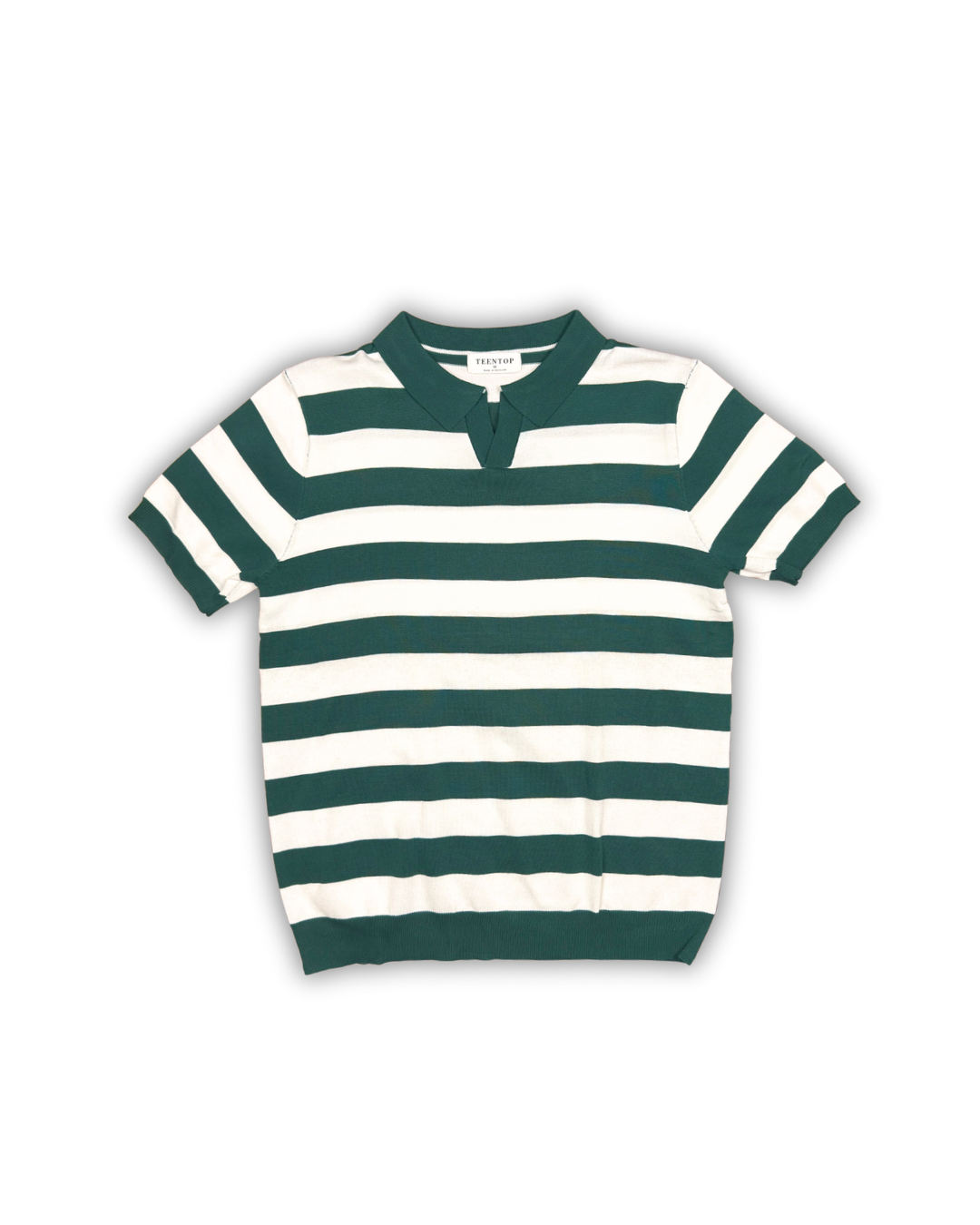 Green & White Bold Stripe Polo