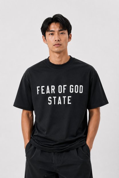 Black Fear of God State Inspired T-Shirt