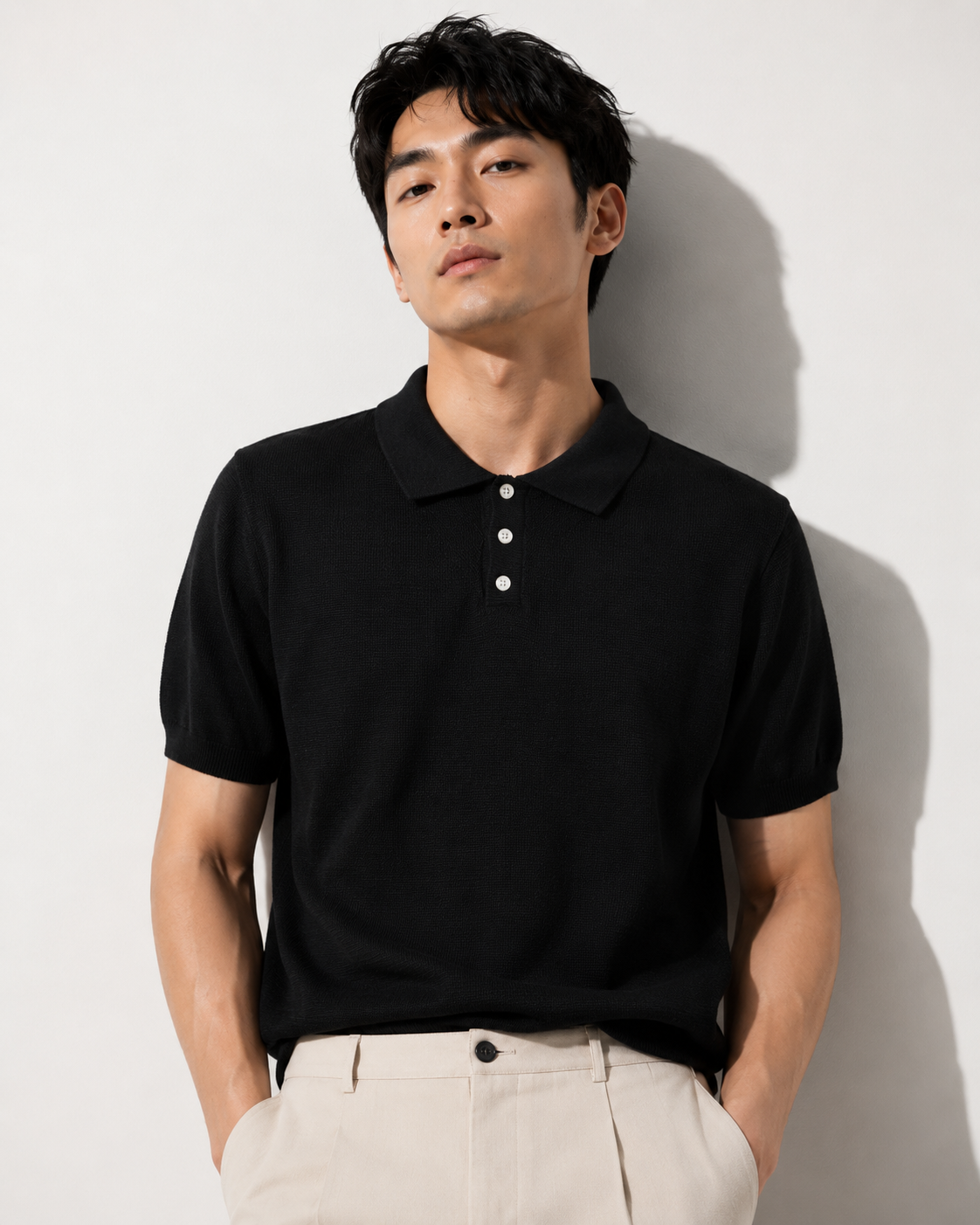 Black Classic Knit Polo