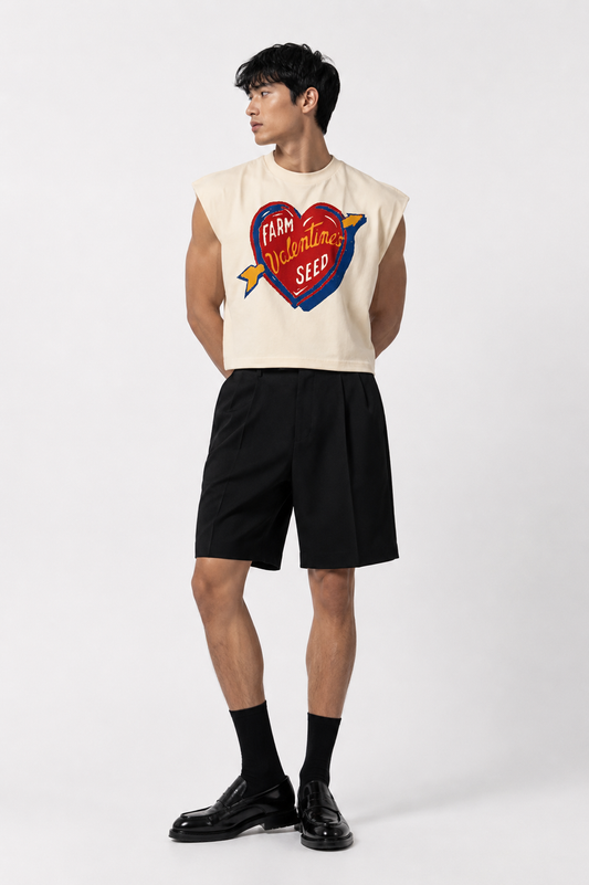 Valentine Seed Cropped Muscle Tee — Cream