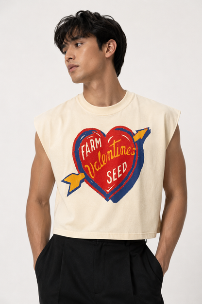 Valentine Seed Cropped Muscle Tee — Cream