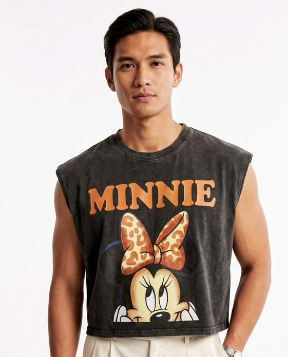 Minnie Leopard Bow Cropped Muscle Tee
