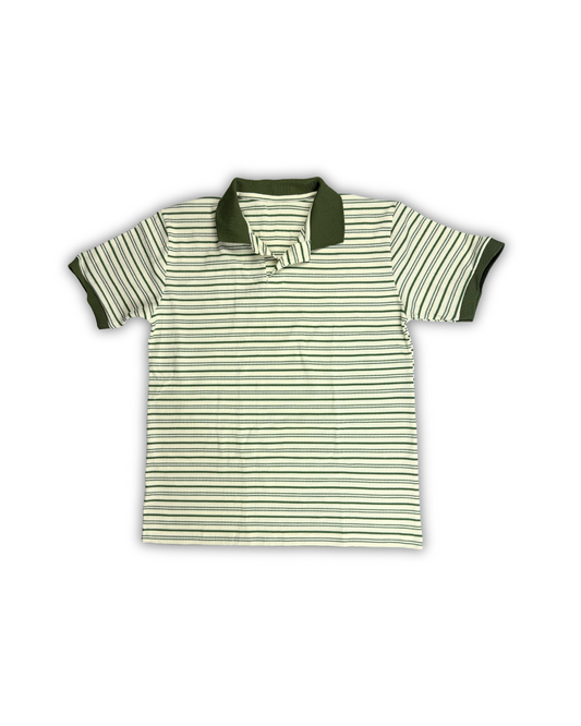 Green Contrast Striped Polo