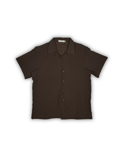 Brown Seersucker Camp Shirt