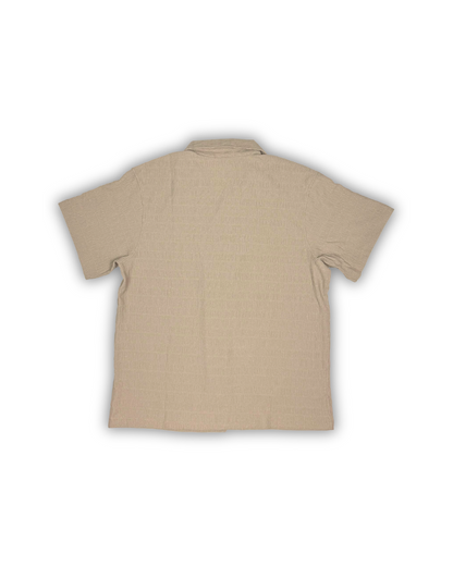 Beige Seersucker Camp Shirt