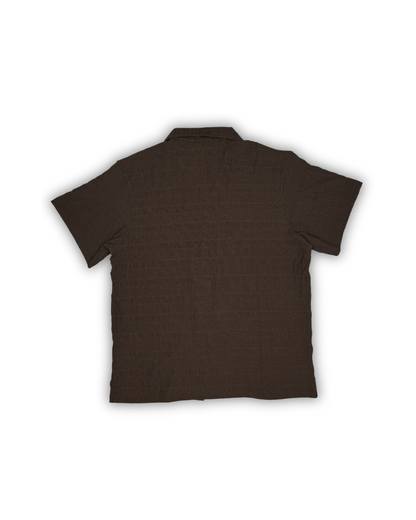Brown Seersucker Camp Shirt