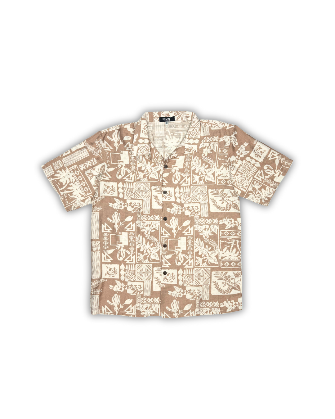Taupe Tile Print Camp Shirt