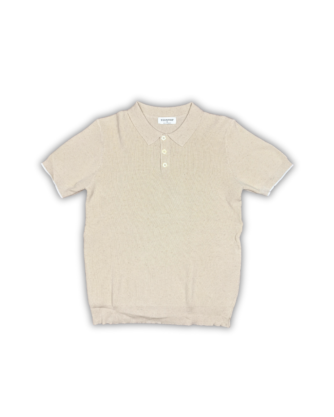 Beige Knit Button Polo