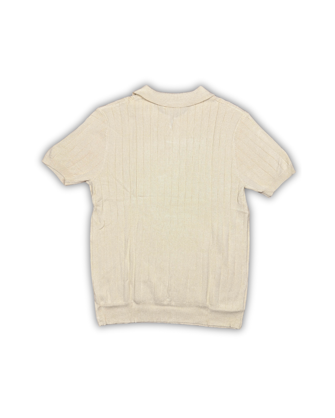 Beige Ribbed Knit Polo