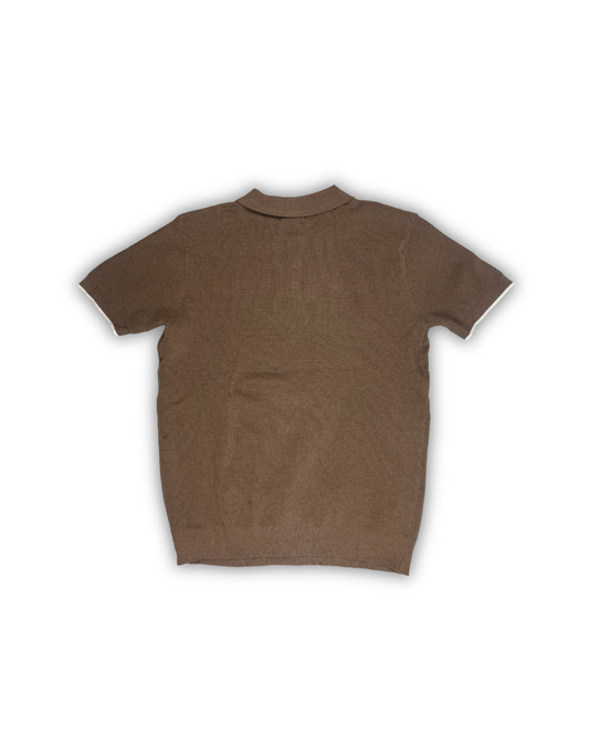 Mocha Brown Knit Button Polo
