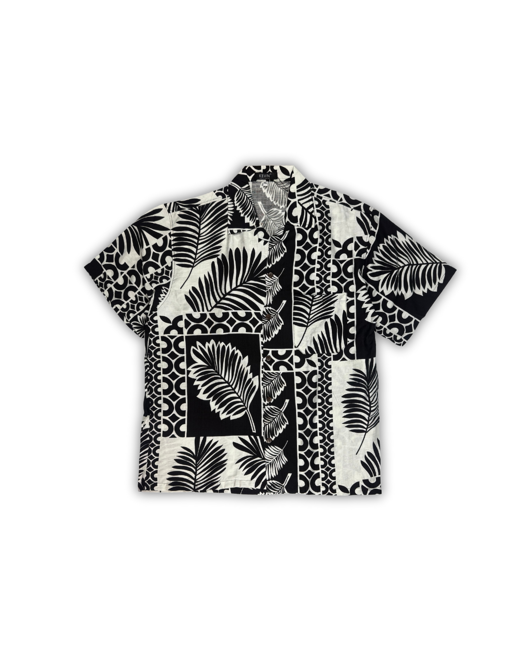 Monochrome Leaf Block Camp Shirt