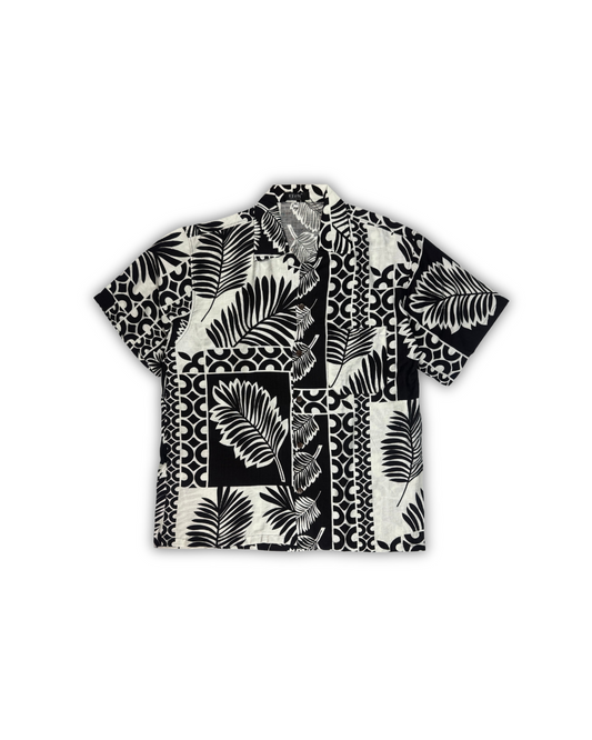 Monochrome Leaf Block Camp Shirt