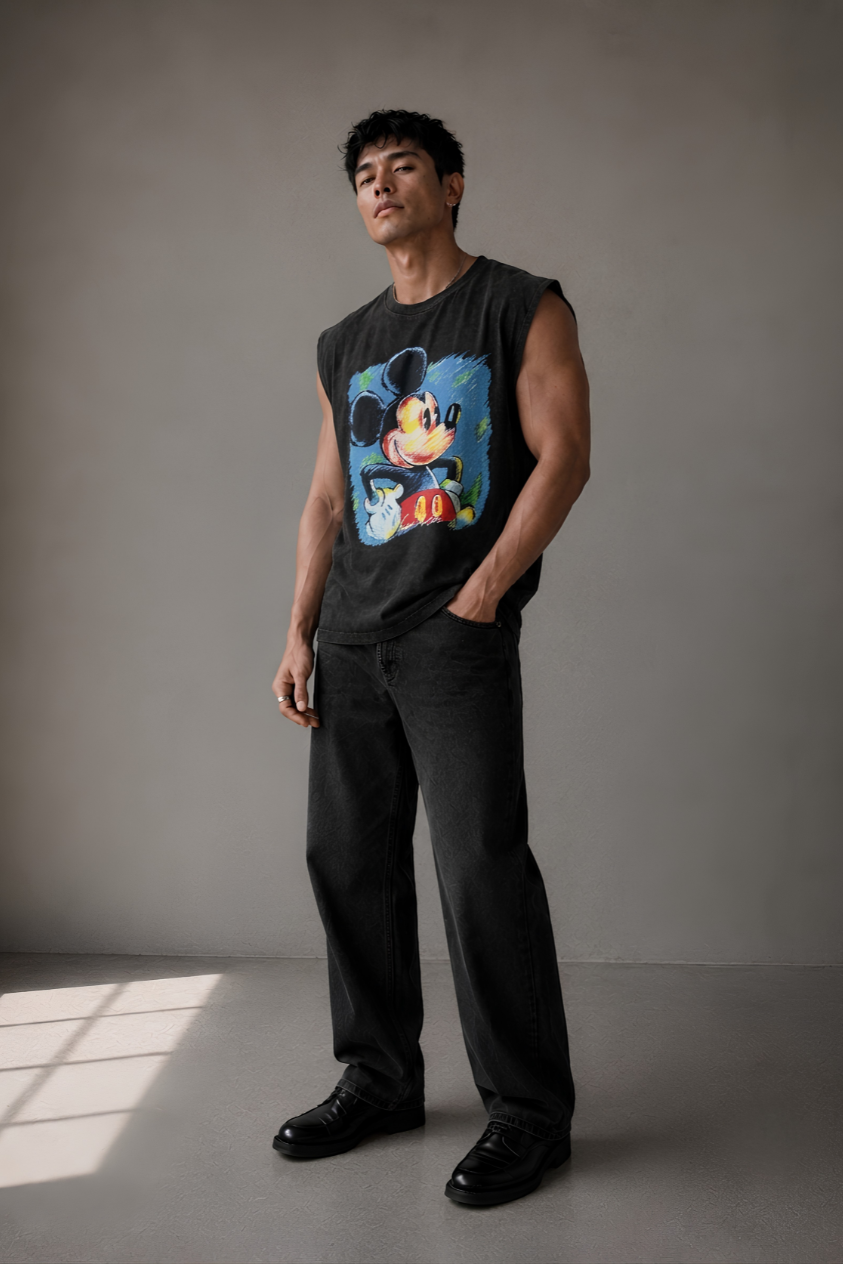 Mickey Sketch Vintage Wash Muscle Tee