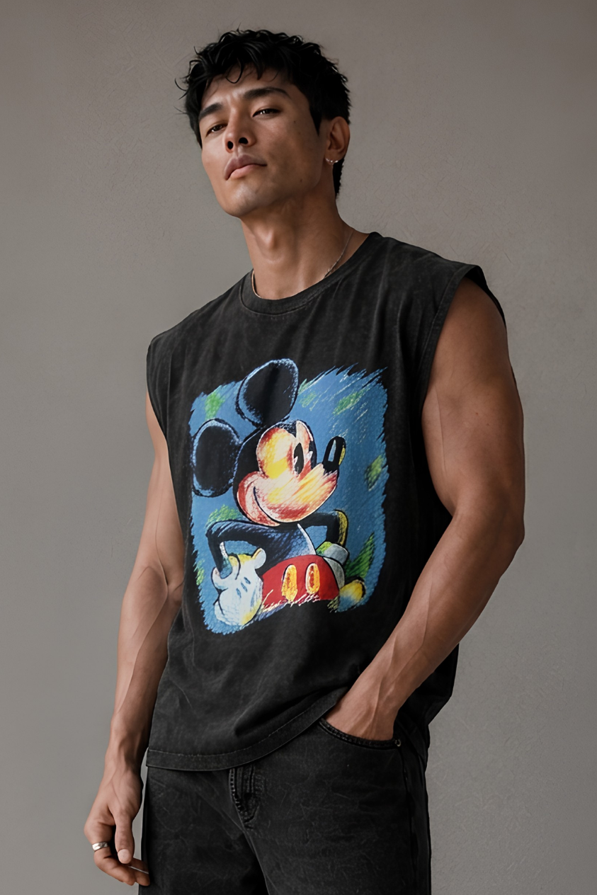 Mickey Sketch Vintage Wash Muscle Tee