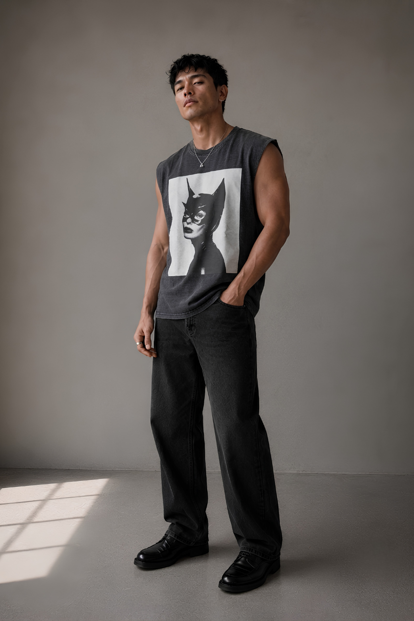 Catwoman Vintage Wash Muscle Tee