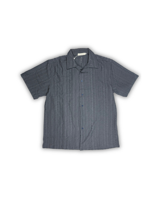 Charcoal Gray Textured Camp Shirt