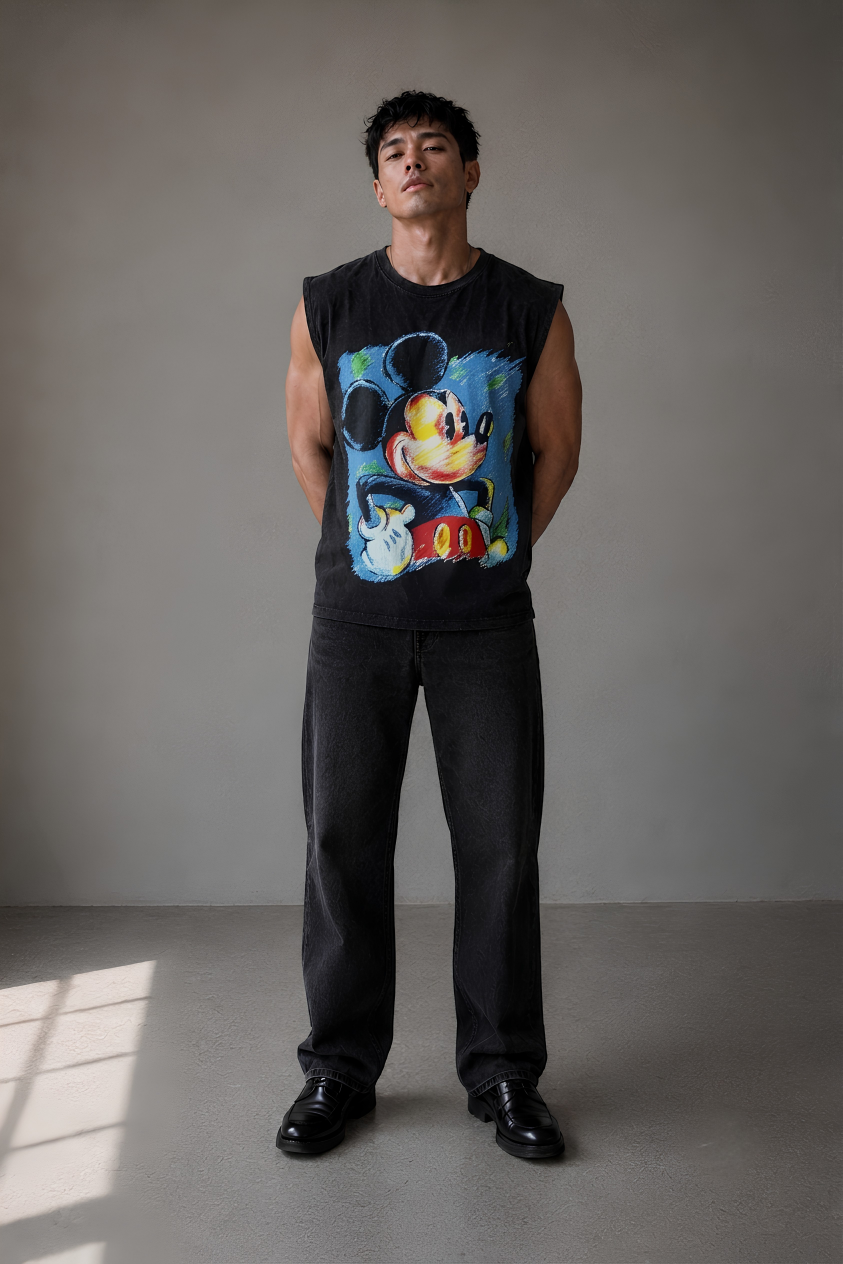 Mickey Sketch Vintage Wash Muscle Tee