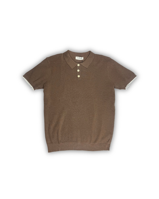 Mocha Brown Knit Button Polo
